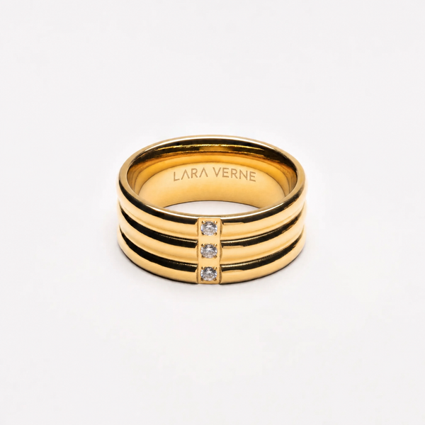 18K Gold Plated Stellar Bold Zircon Statement Ring by Lara Verne