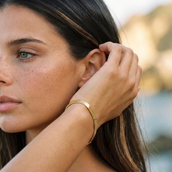 Herringbone Chain Choker & Bracelet Bundle Set