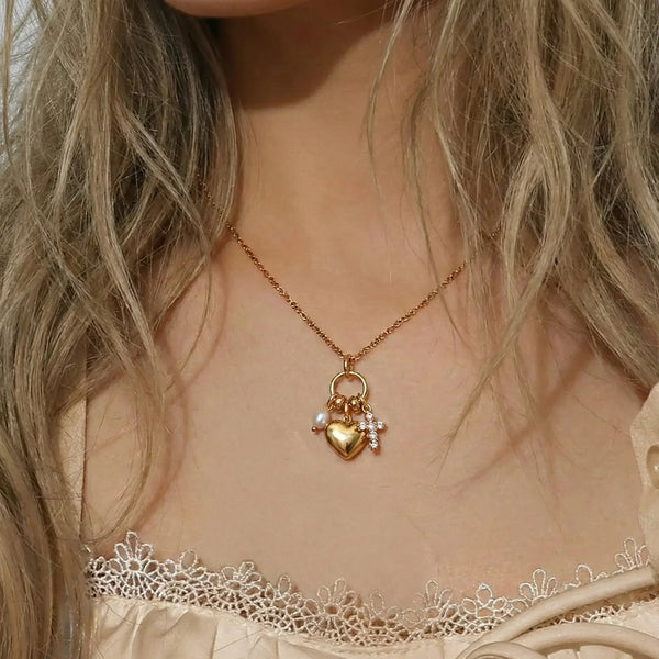 Delphina Diamond Heart Charm Necklace