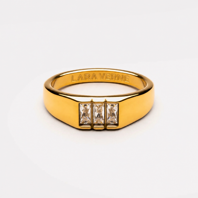 18K Gold Plated Baguette Zircon Signet Ring