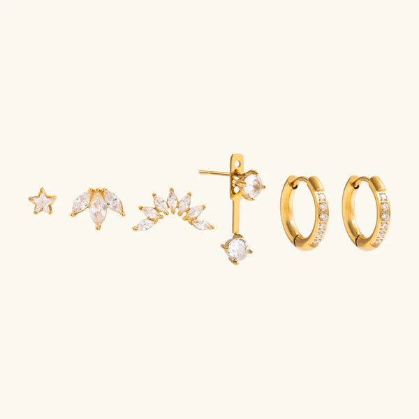 Diamond Studs, Climbers & Huggies Earrings Bundle Set
