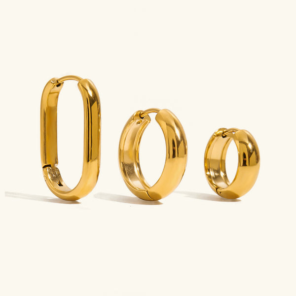 Staple Gold Hoops Trio Earrings Bundle Set