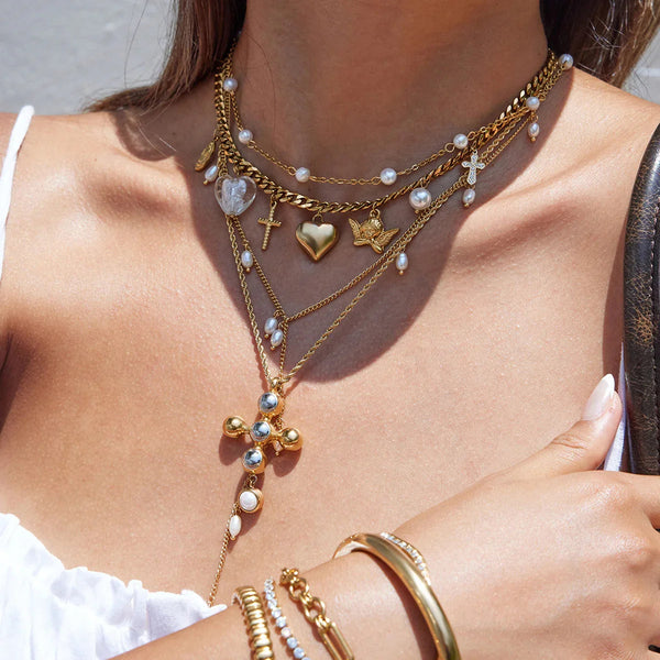 Coastal Pearl & Gold Layered Jewelry Bundle Set