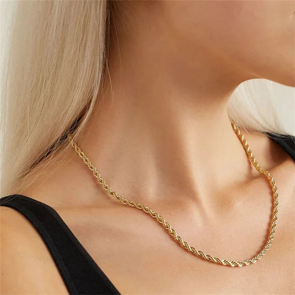 Twisted Rope Chain Necklace & Bracelet Bundle Set