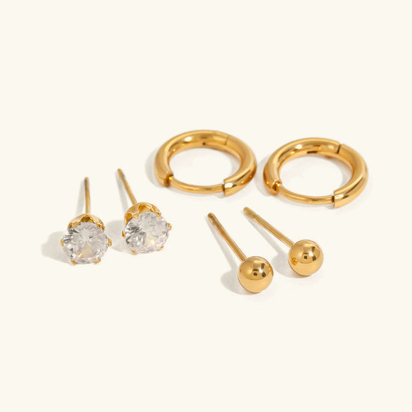 Hoops, Diamonds & Studs Earrings Bundle Set