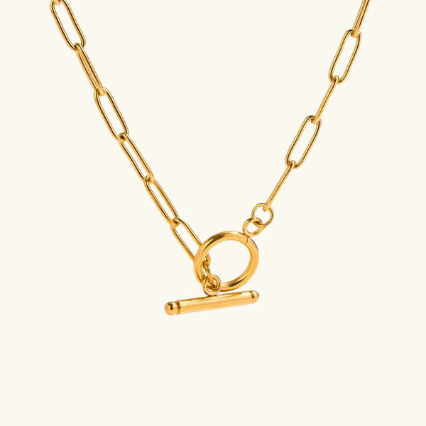 Adele Bar & Circle Paperclip Necklace