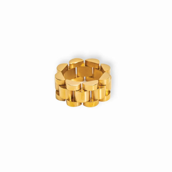 Beauty Wide Chain Minimalist Ring Gold Plated 18K