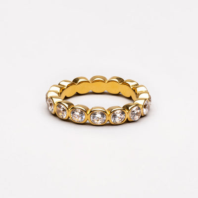 18K Gold Plated Beaded Sparkly Zircon Ring