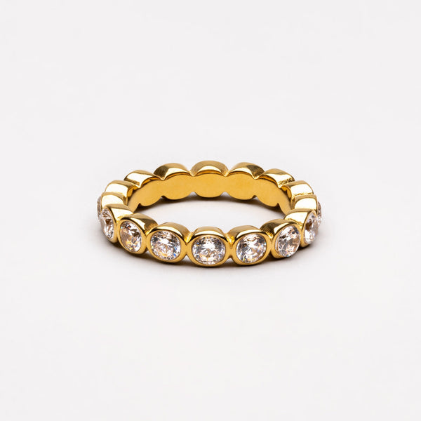 18K Gold Plated Beaded Sparkly Zircon Ring