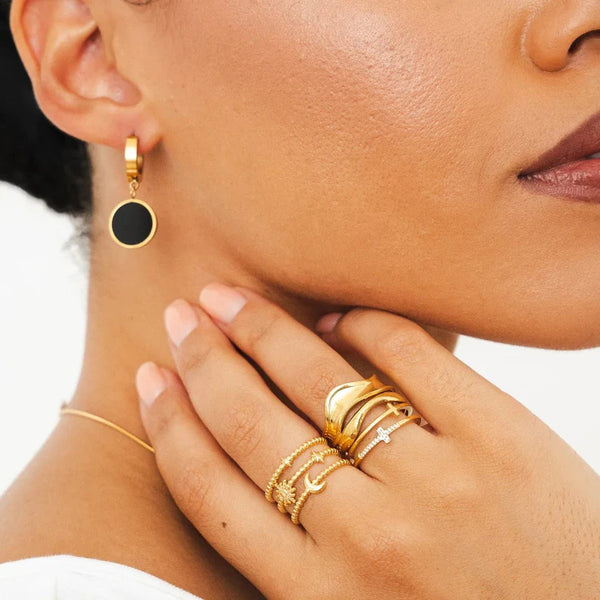 Noir Pendant Earrings Gold Plated 18K