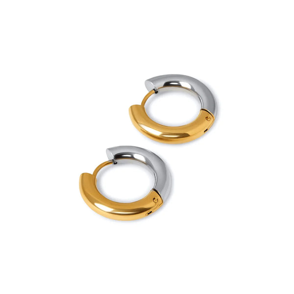 Contrast Hoop Earrings Gold Plated 18K