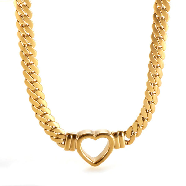 Minimalist Heart Choker Necklace Gold Plated 18K