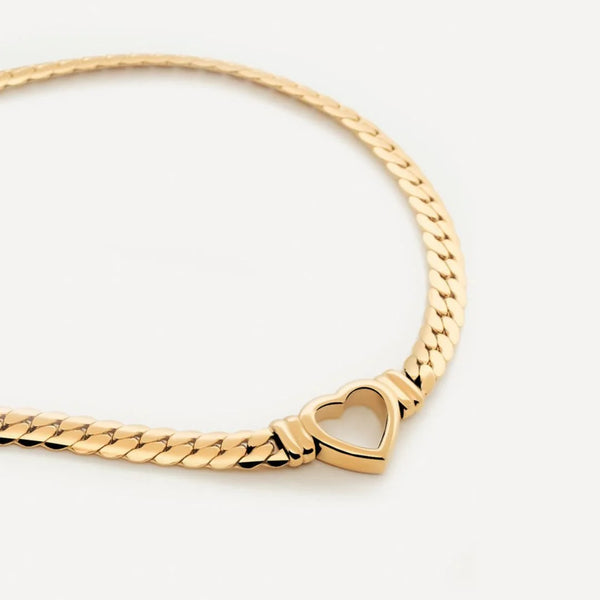 Minimalist Heart Choker Necklace Gold Plated 18K