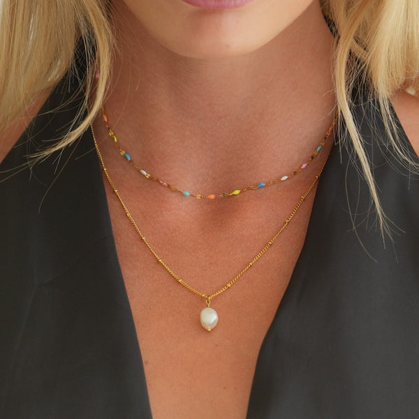 Rainbow Choker & Baroque Pearl Pendant Bundle Set