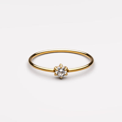18K Gold Plated Elvia Moissanite Dainty Ring