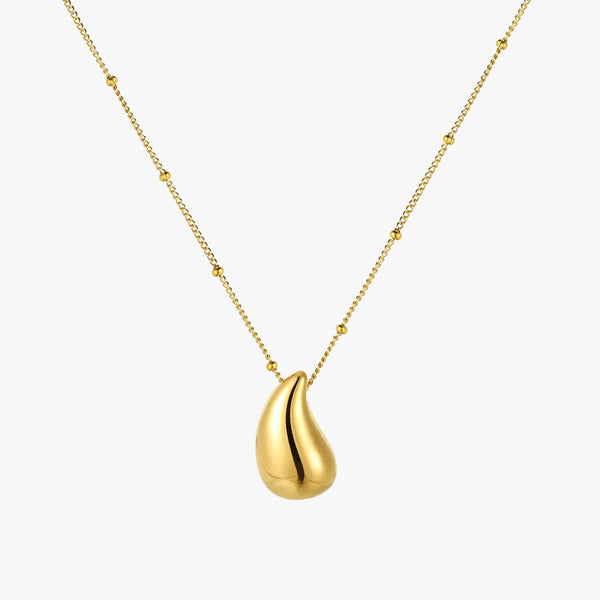 18K Gold Plated Teardrop Pendant Necklace Waterproof Stainless Steel | Lara Verne