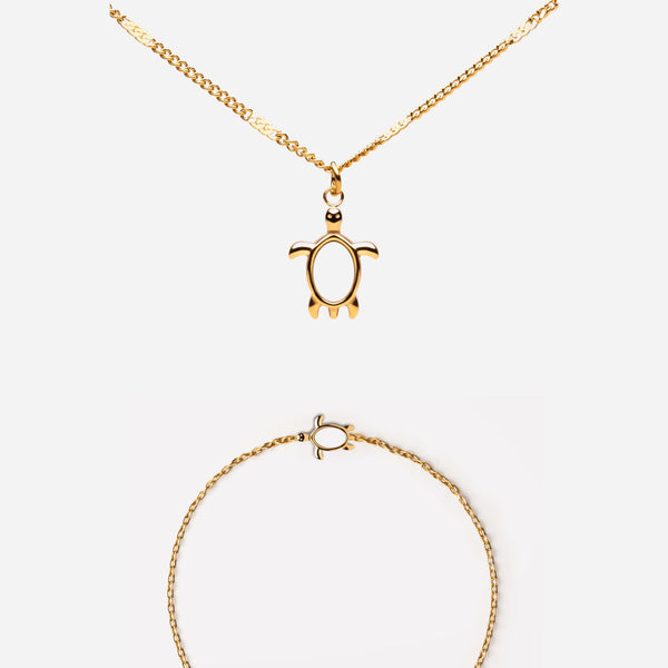 Sea Turtle Necklace & Bracelet Bundle Set