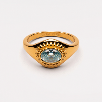 18K Gold Plated Blue Stone Ring