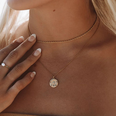 18K Gold Plated Dainty Rope Chain Necklace Waterproof Stainless Steel