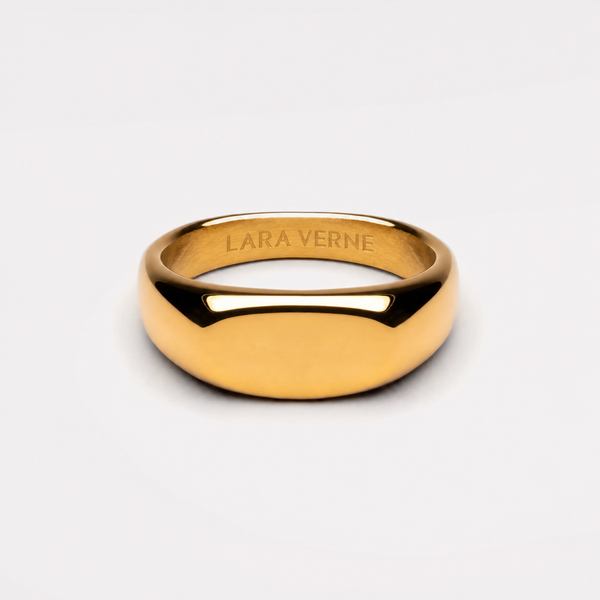 18K Gold Plated Everyday Signet Ring Waterproof