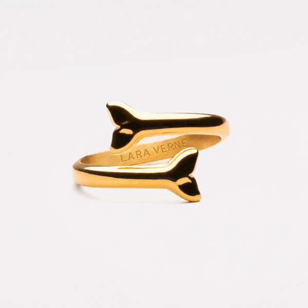 18K Gold Plated Whale Tail Ring by Lara Verne