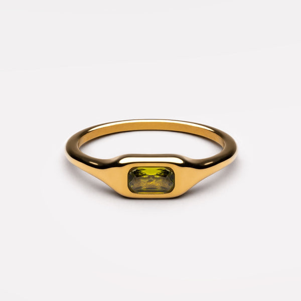 18K Gold Plated Laguna Green Zircon Stone Ring