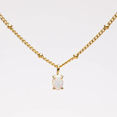 18K Gold Plated AAA Opal Stone Satellite Chain Pendant Necklace