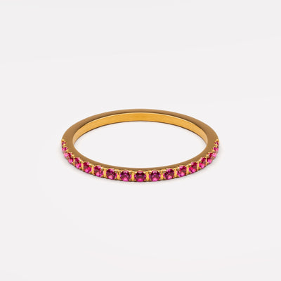 18K Gold Plated Bordeaux Ruby Zircon Thin Ring