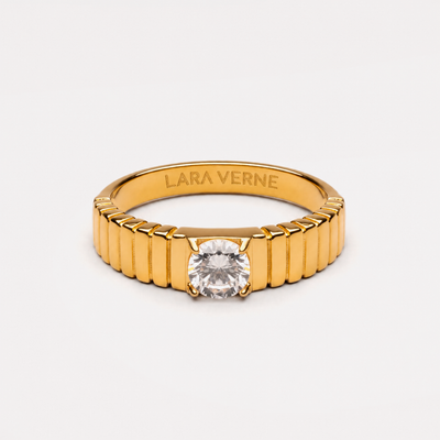 18K Gold Plated Aspen White Zircon Statement Ring