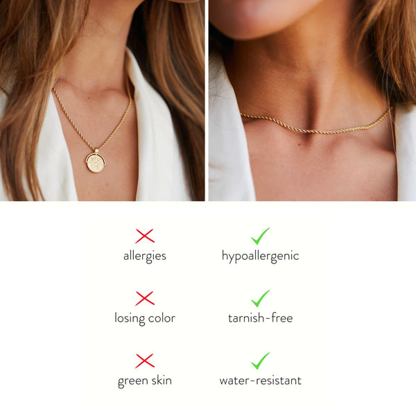 Gold Sun Necklace & Rope Chain Bundle Set