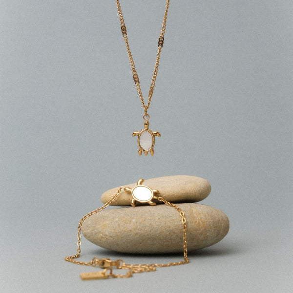 Sea Turtle Necklace & Bracelet Bundle Set
