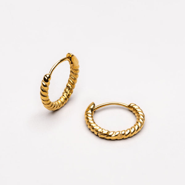 18K Gold Plated Twisted Hoop Earrings Lightweight