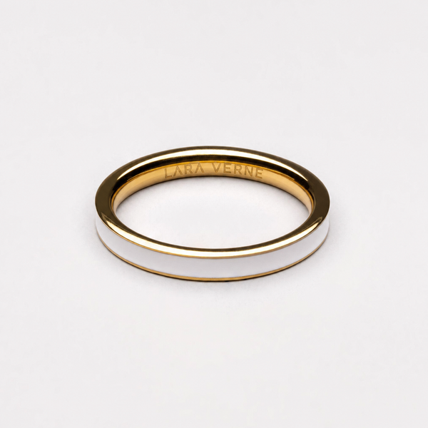 18K Gold Plated Halo White Zircon Ring by Lara Verne