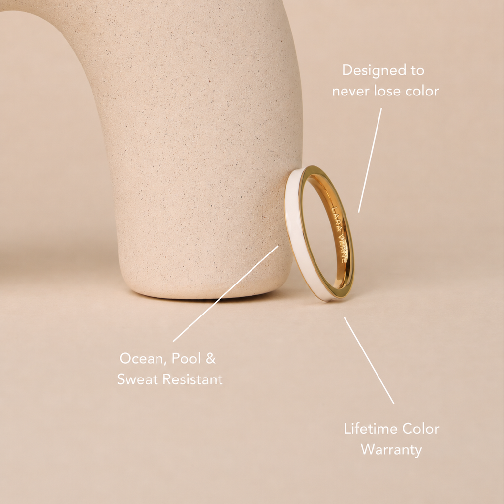 18K Gold Plated Halo White Zircon Ring by Lara Verne