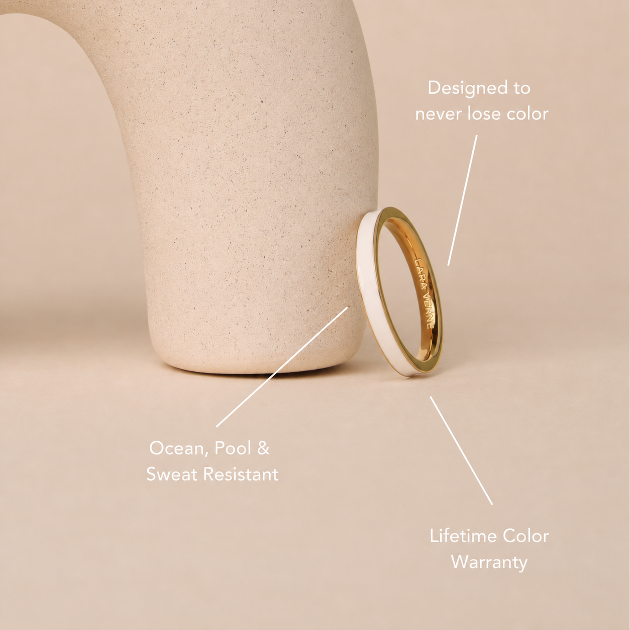 18K Gold Plated Halo White Zircon Ring by Lara Verne