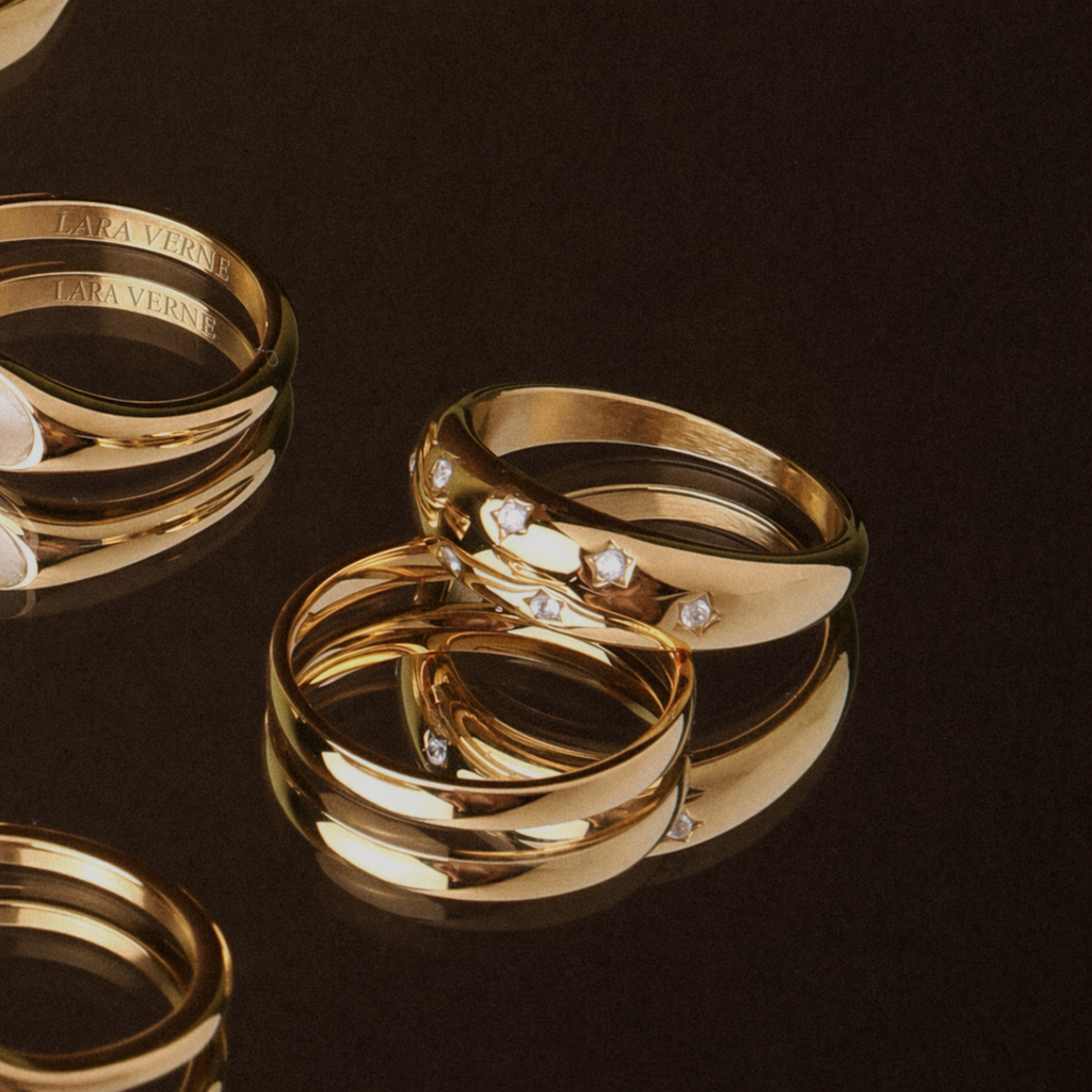 18K Gold Plated Milky Way Crystal Band Ring by Lara Verne
