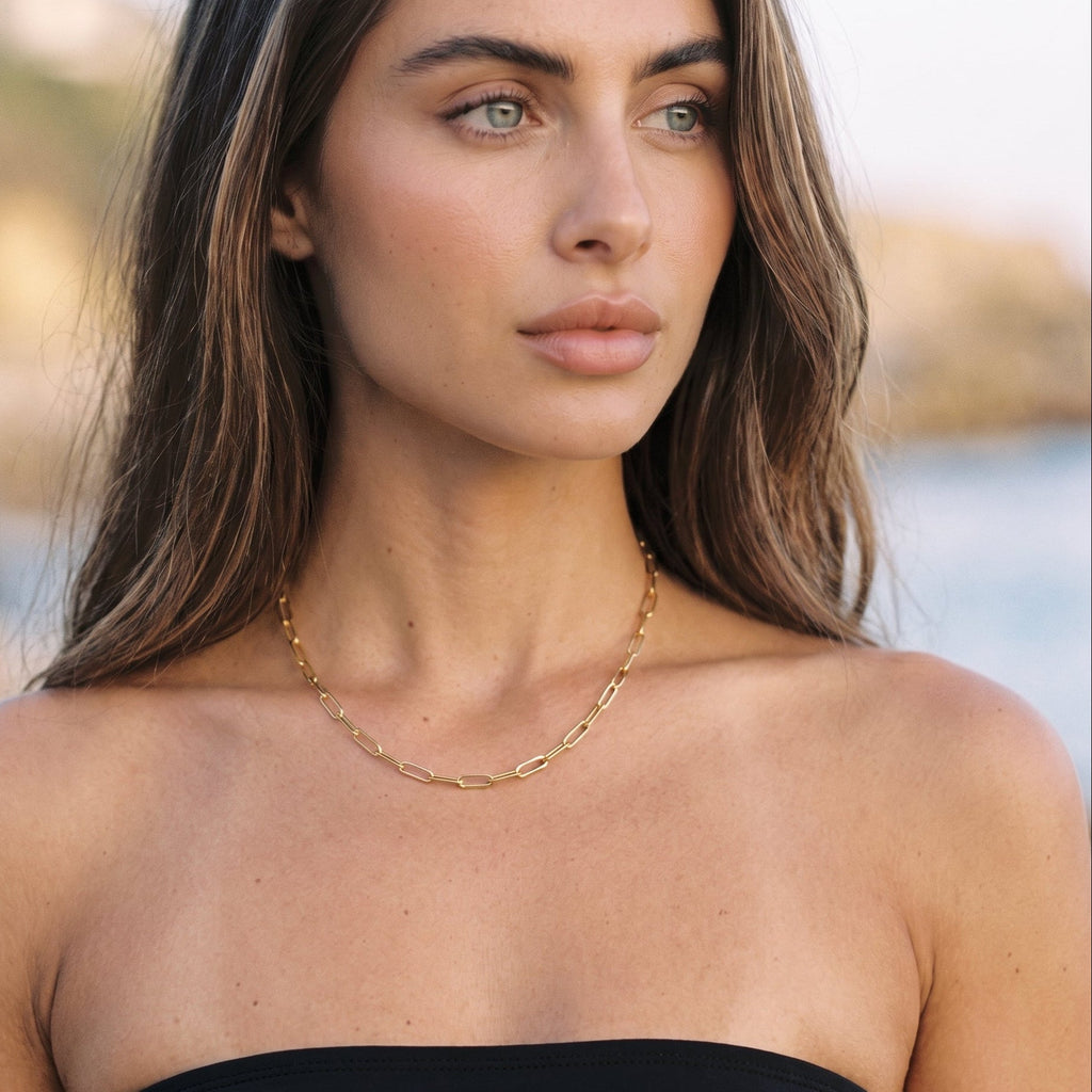 Cassia Gold Paperclip Chain Necklace