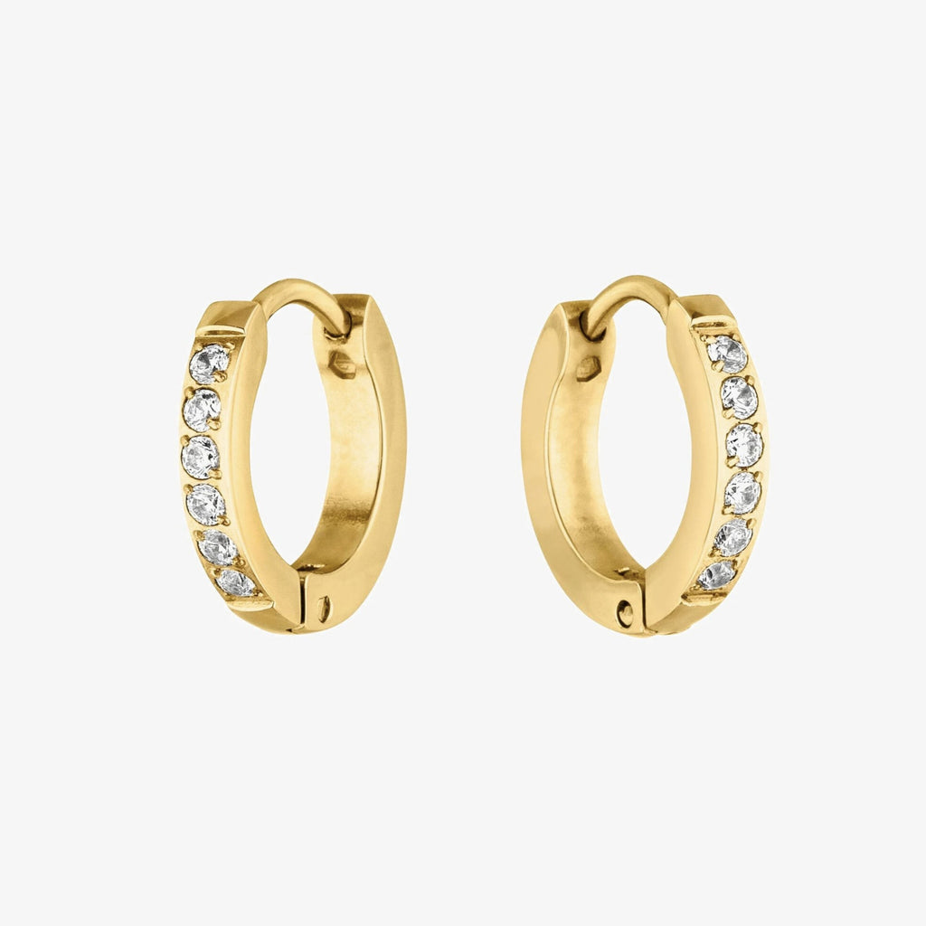 18K Gold Plated Tiny Zirconia Hoop Earrings Dainty