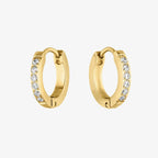18K Gold Plated Tiny Zirconia Hoop Earrings Dainty