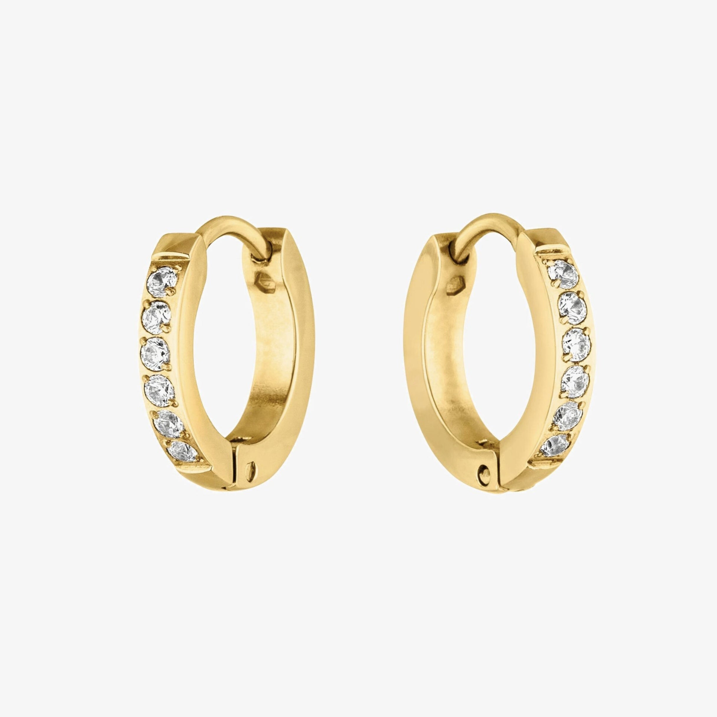 18K Gold Plated Tiny Zirconia Hoop Earrings Dainty