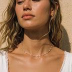 18K Gold Plated White Enamel Beaded Chain Necklace Waterproof