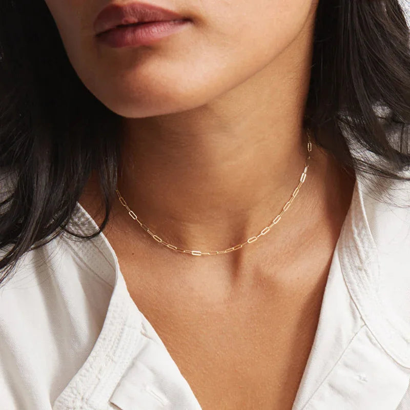 Paperclip Chain Necklace & Bracelet Bundle Set