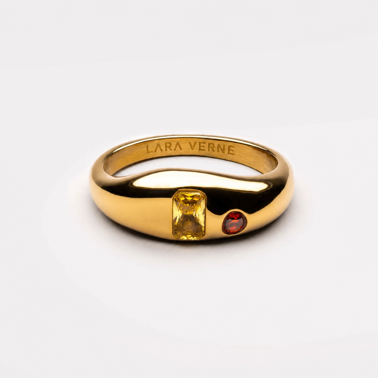 18K Gold Plated Mango Orange Zircon Ring by Lara Verne