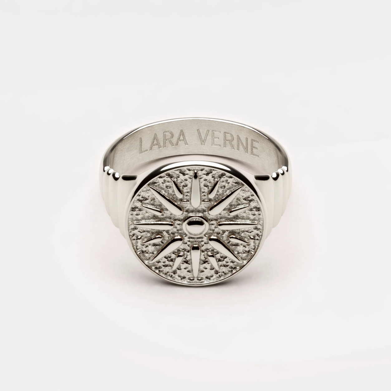 18K Gold Plated Golden Sun Signet Ring by Lara Verne