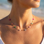 Fleurette Pastel Floral Charm Necklace