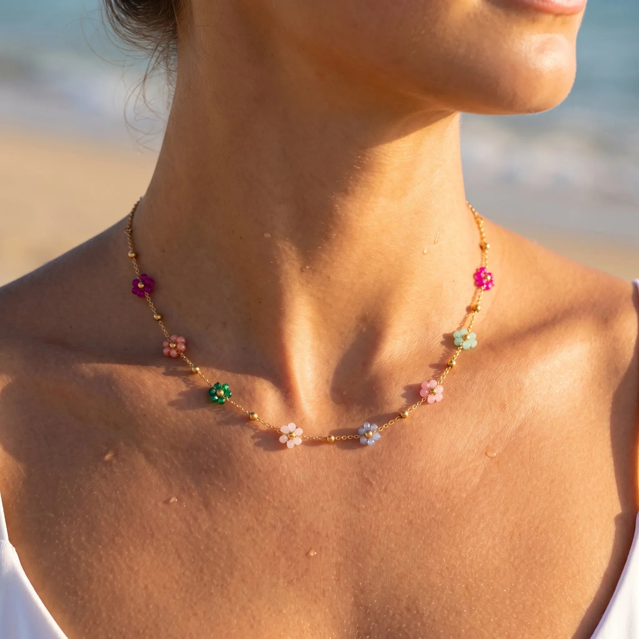 Fleurette Pastel Floral Charm Necklace