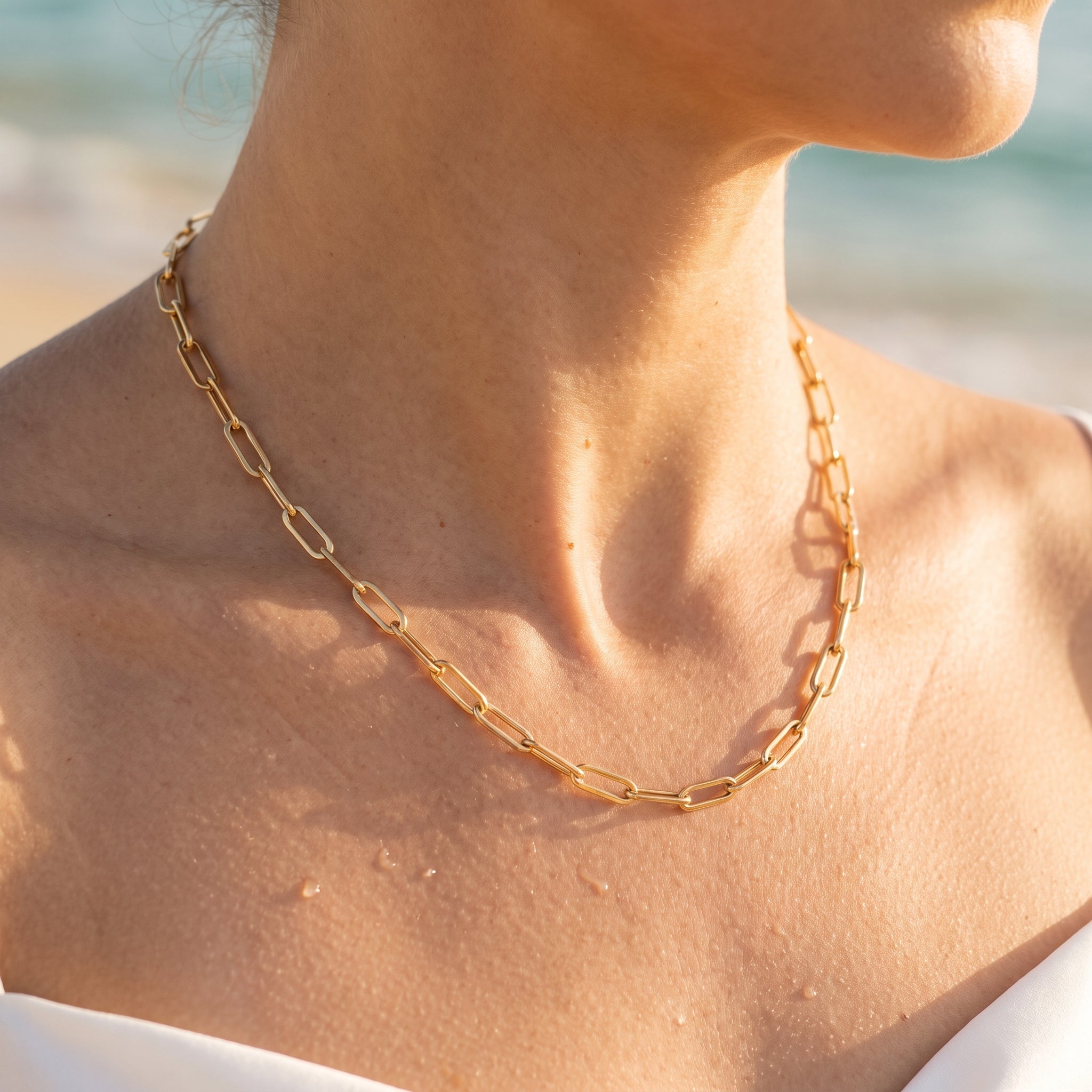 Cassia Gold Paperclip Chain Necklace