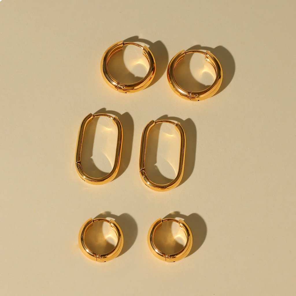 Staple Gold Hoops Trio Earrings Bundle Set