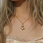 Delphina Diamond Heart Charm Necklace