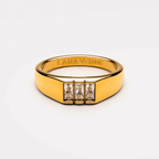 18K Gold Plated Baguette Zircon Signet Ring by Lara Verne
